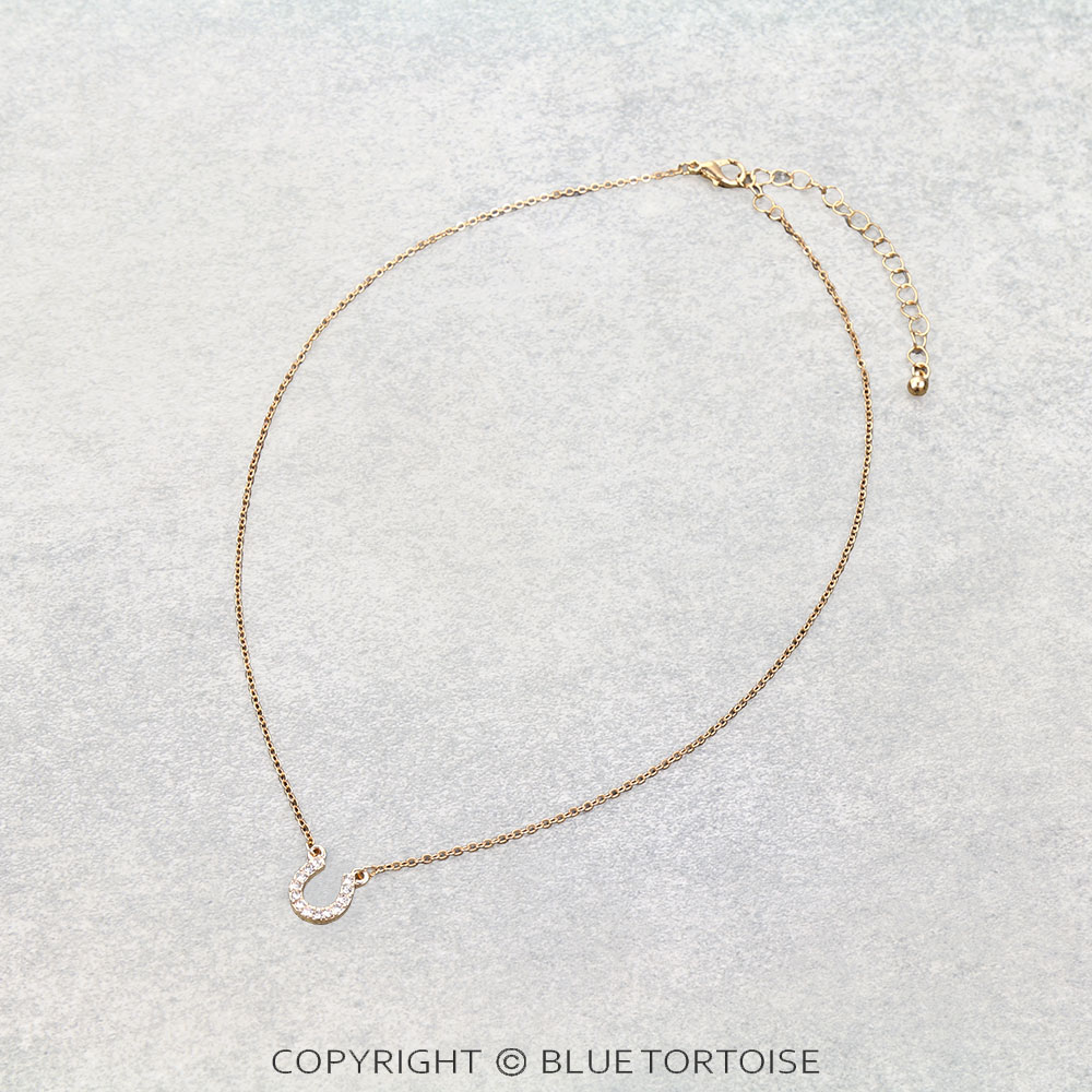 Pave Stone Horseshoe Necklace
