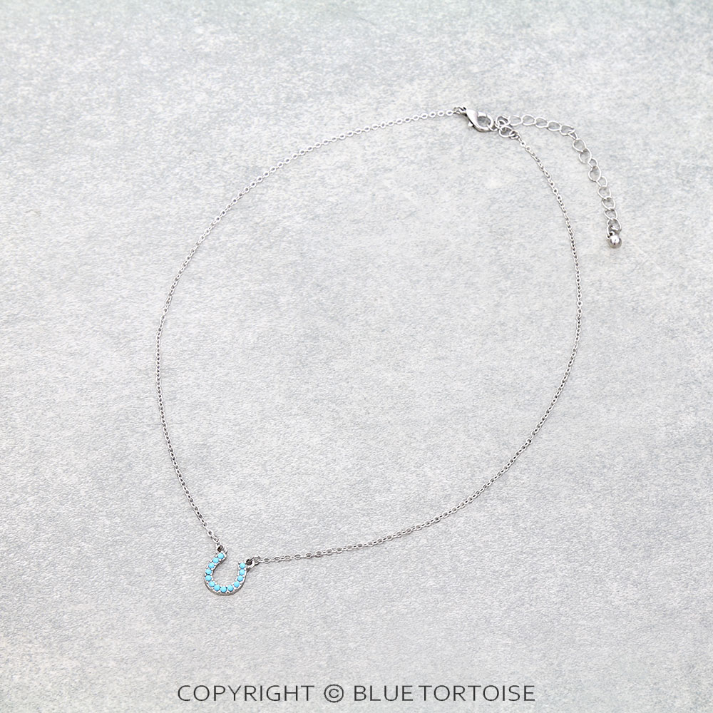 Pave Stone Horseshoe Necklace