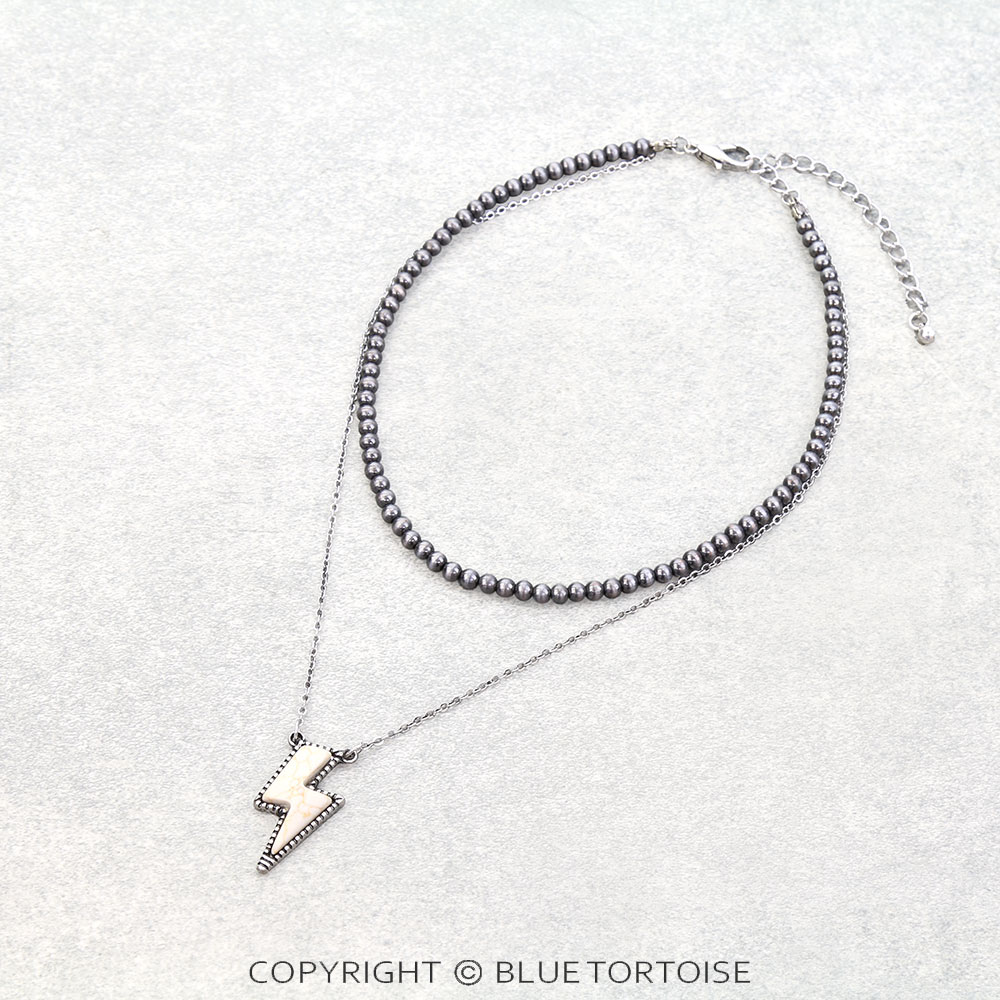 4MM Navajo Style Bead Choker & Thunder Stone Necklace