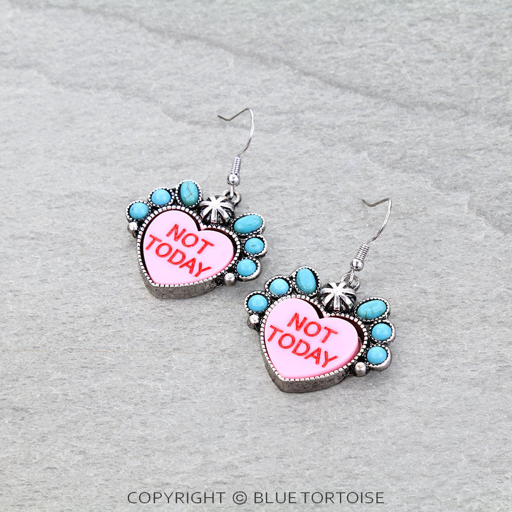Conversation Bead Heart Dangle Earrings