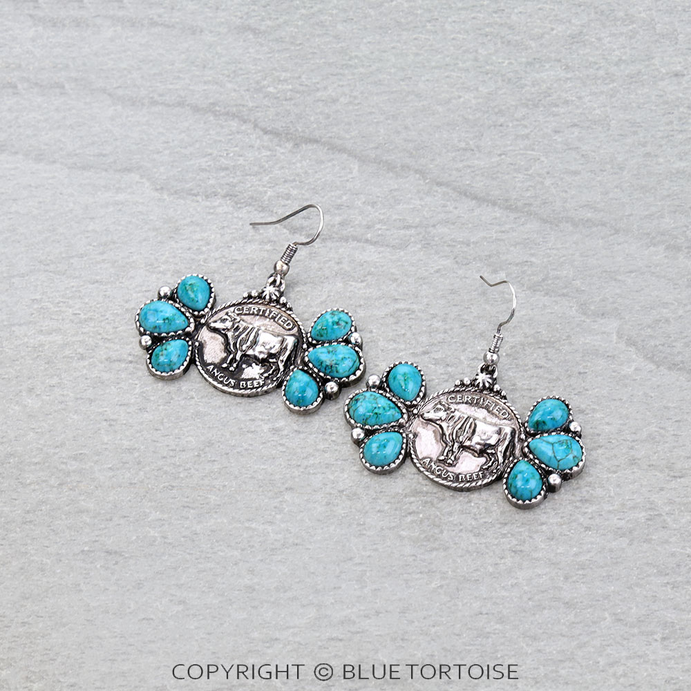 Western Certified Angus Beef Stone Dangle Earrings