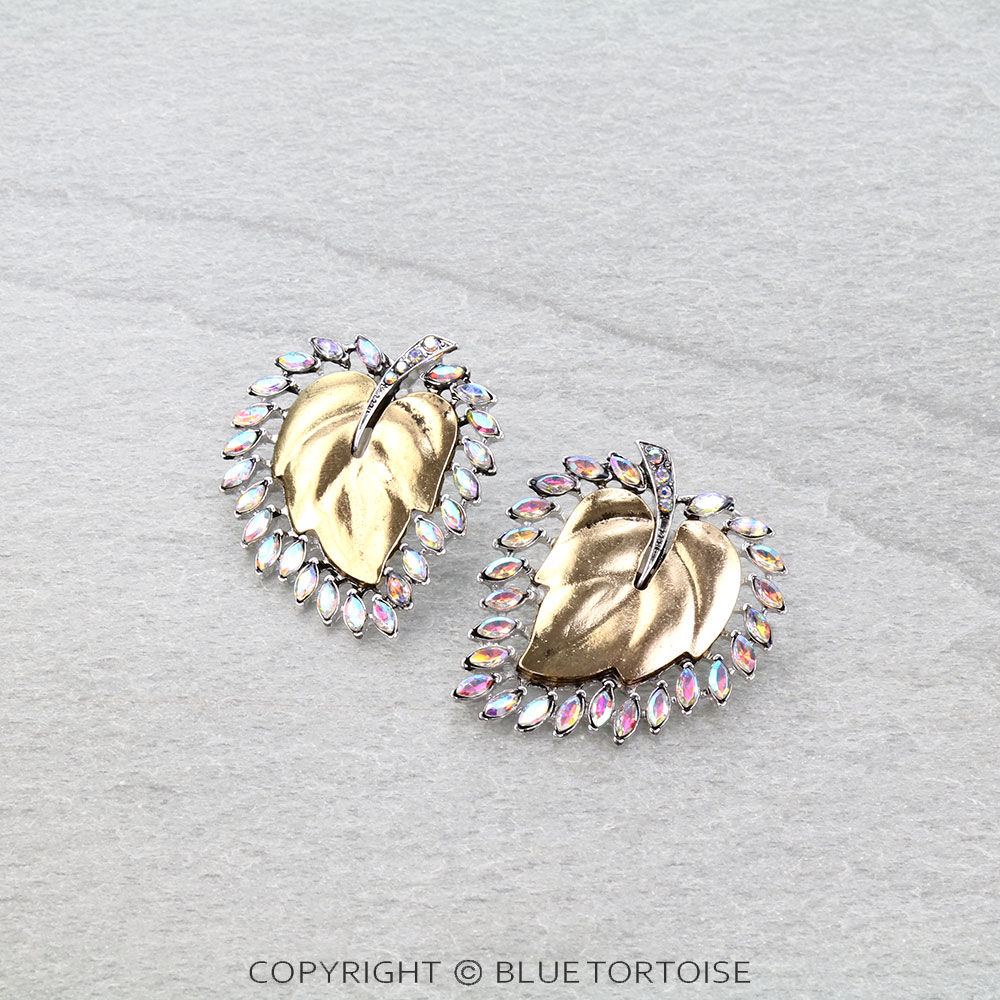 Western Leaf Stone Stud Earrings