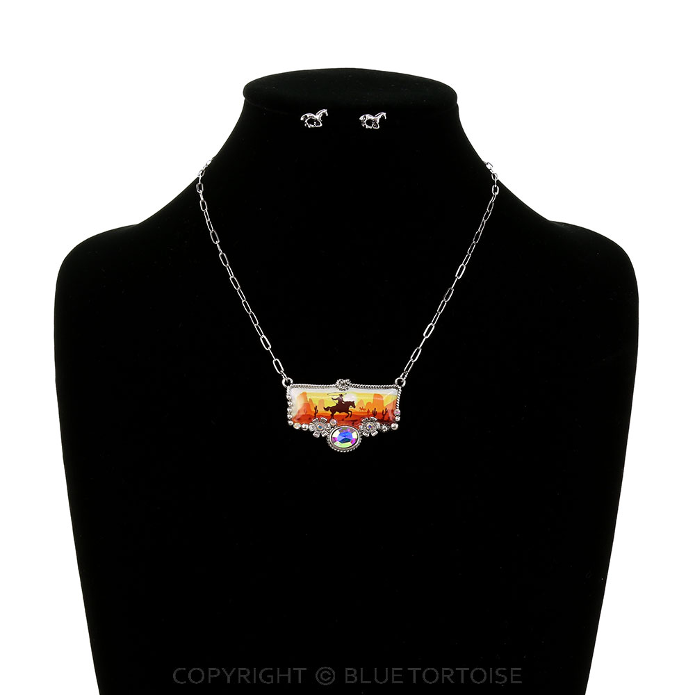 Western Cowboy Print Necklace Set - Image 2