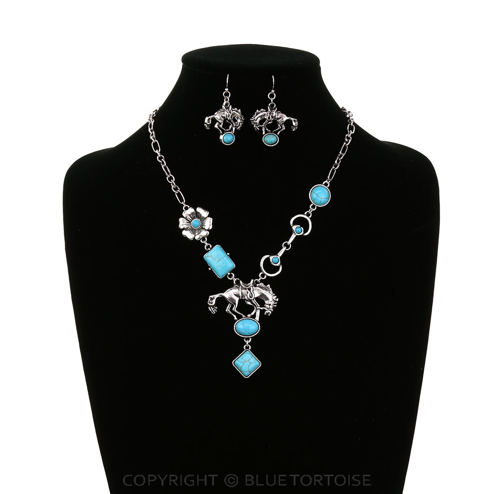 Western Horse Stone Necklace Set - Image 2