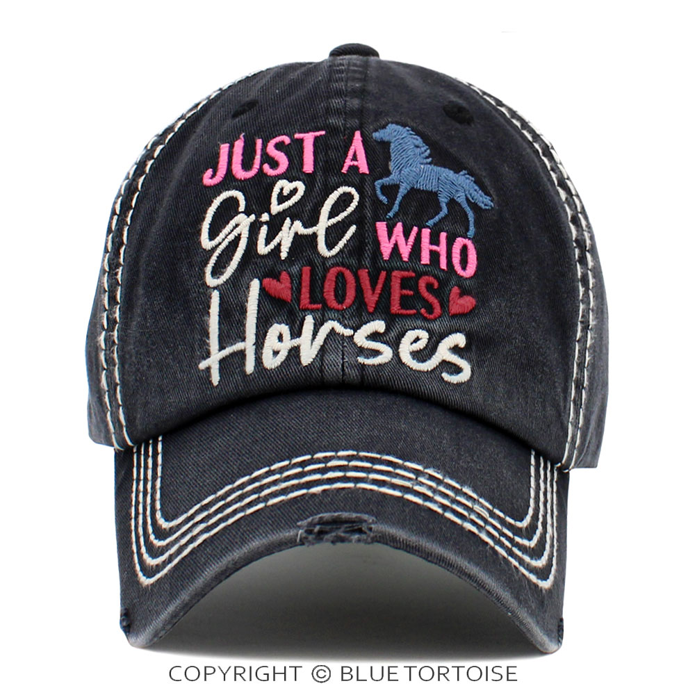 "Just A Girl Who Loves Horses" Washed Vintage Ball Cap