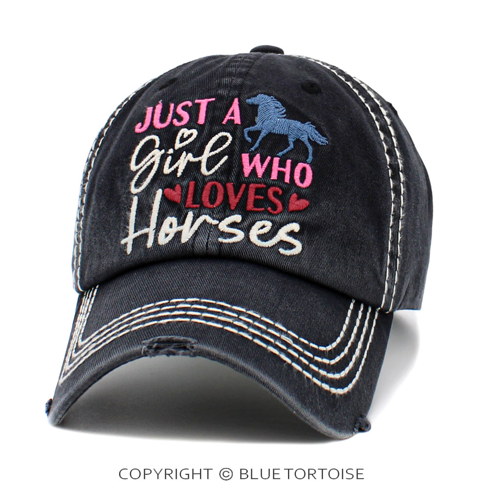 "Just A Girl Who Loves Horses" Washed Vintage Ball Cap - Image 2