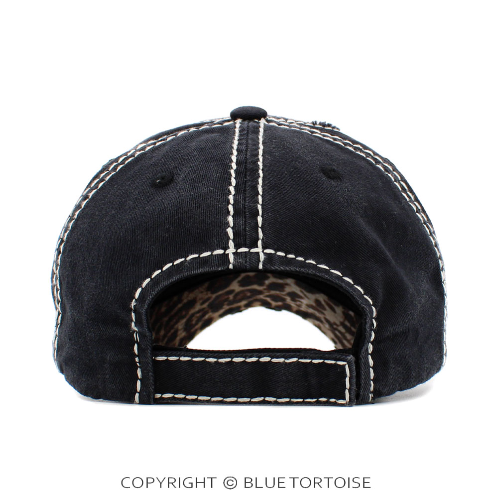 Leopard Heart Patch Washed Vintage Ball Cap - Image 3