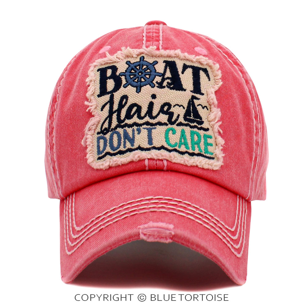"Boat Hair Don't Care" Washed Vintage Ball Cap
