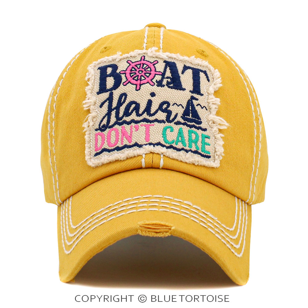 "Boat Hair Don't Care" Washed Vintage Ball Cap