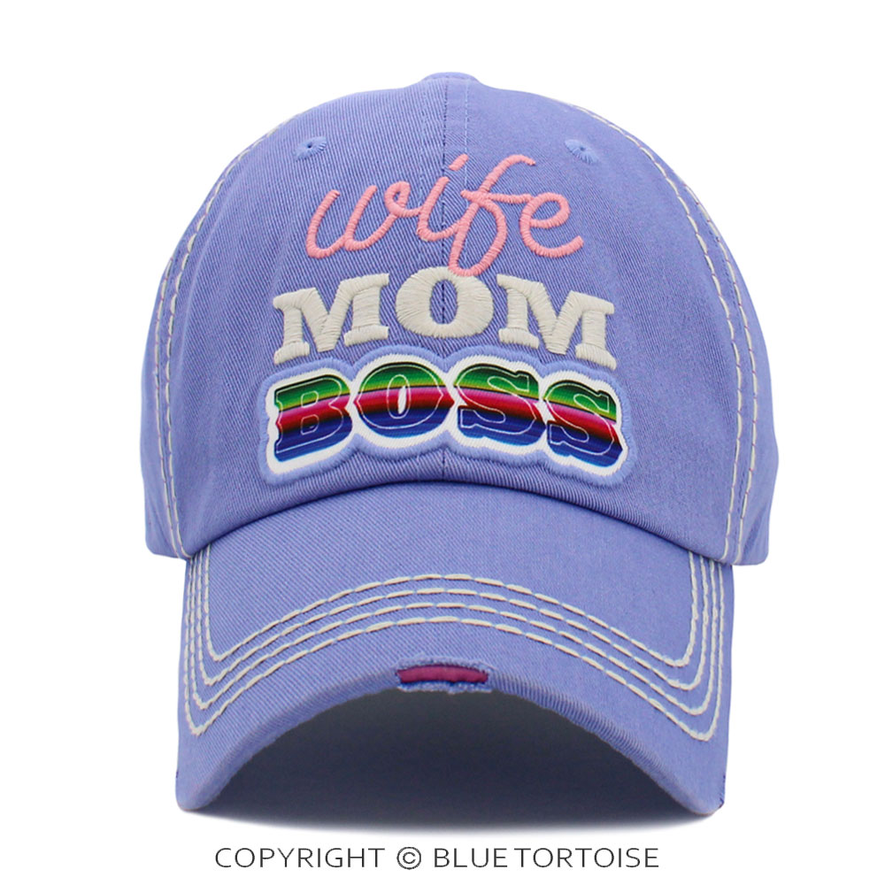 "Wife Mom Boss" Washed Vintage Ball Cap