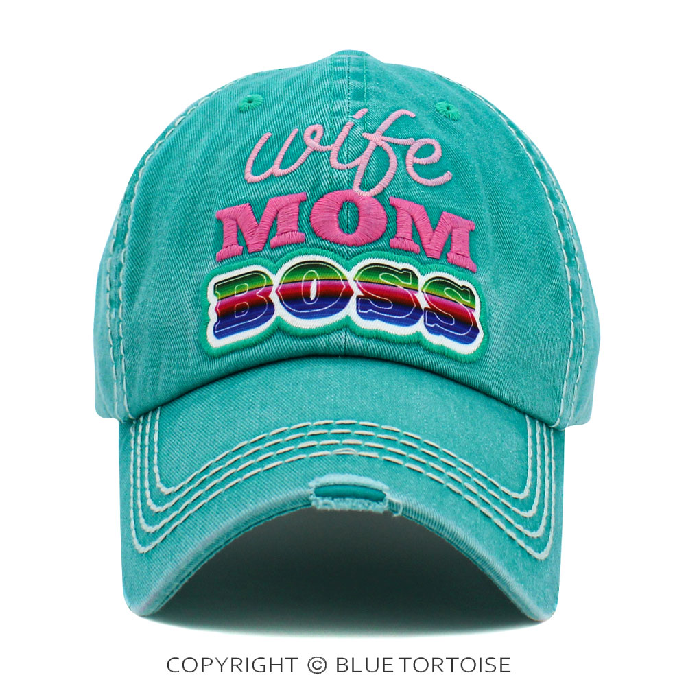 "Wife Mom Boss" Washed Vintage Ball Cap