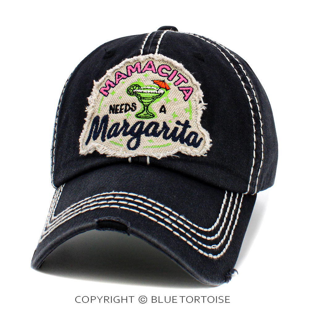 "Mamacita Needs A Margarita" Washed Vintage Ball Cap - Image 2