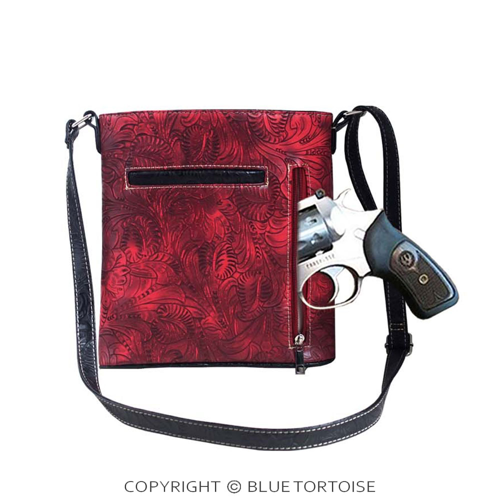 Western Faux Leather with Turquoise Accent Crossbody Bag - Image 2