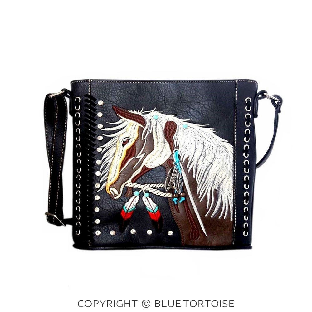 Western Horse Faux Leather Crossbody Bag