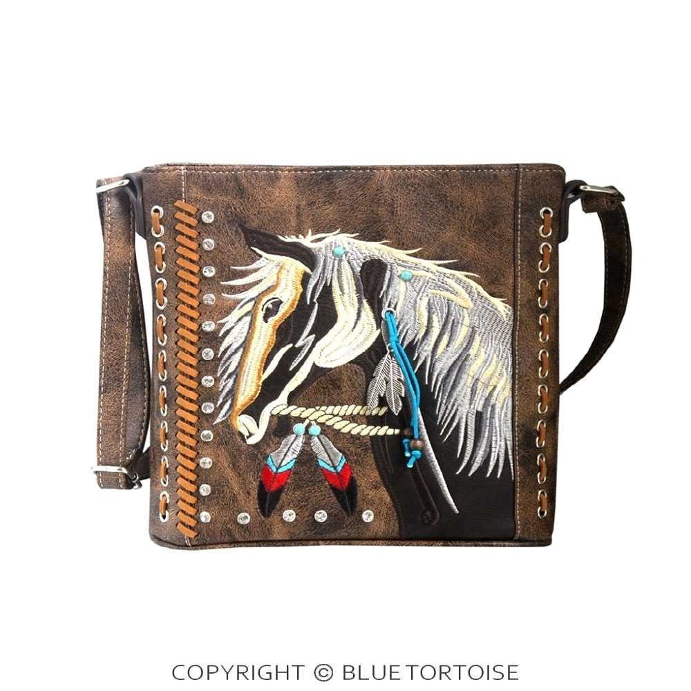 Western Horse Faux Leather Crossbody Bag