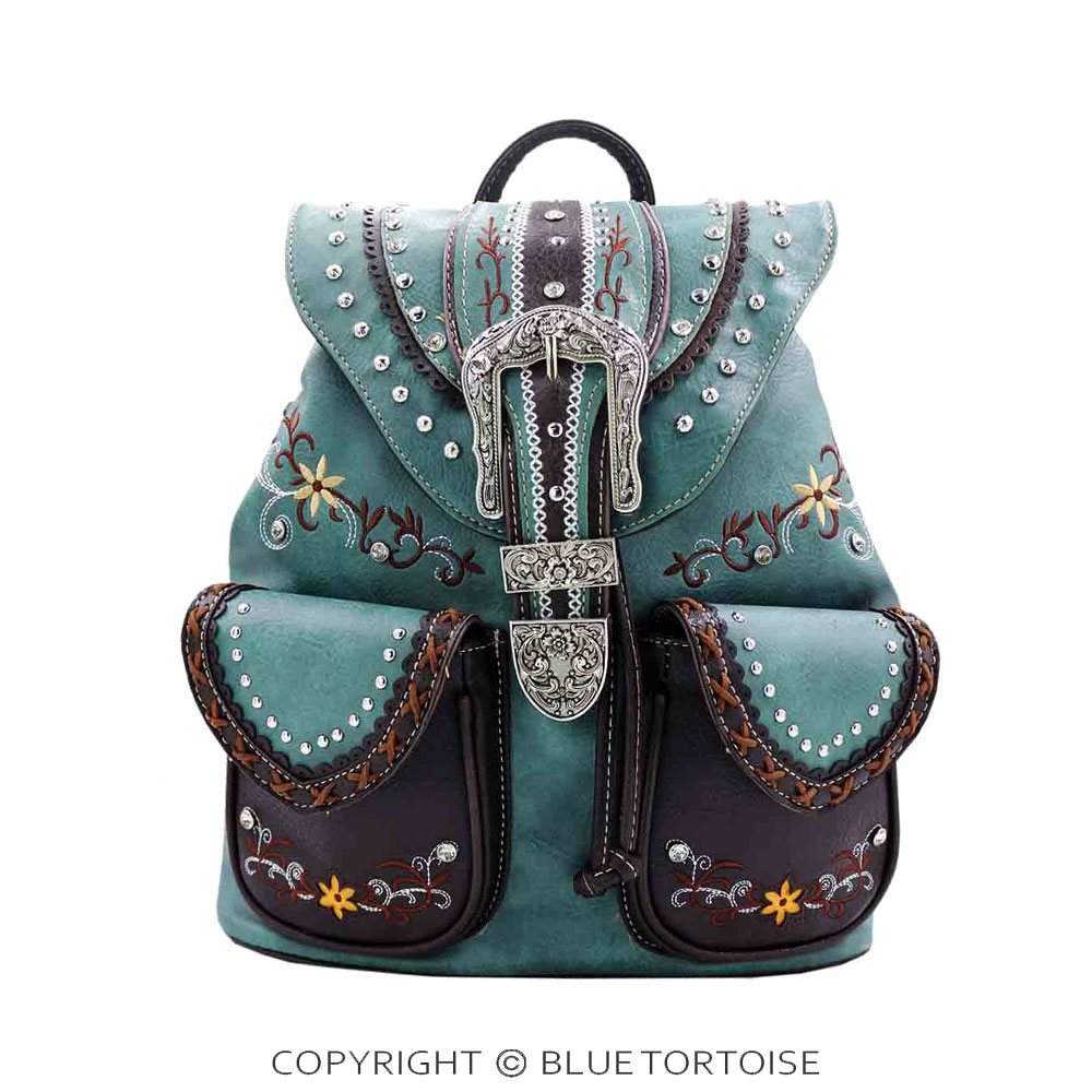 Western Buckle Faux Leather Backpack