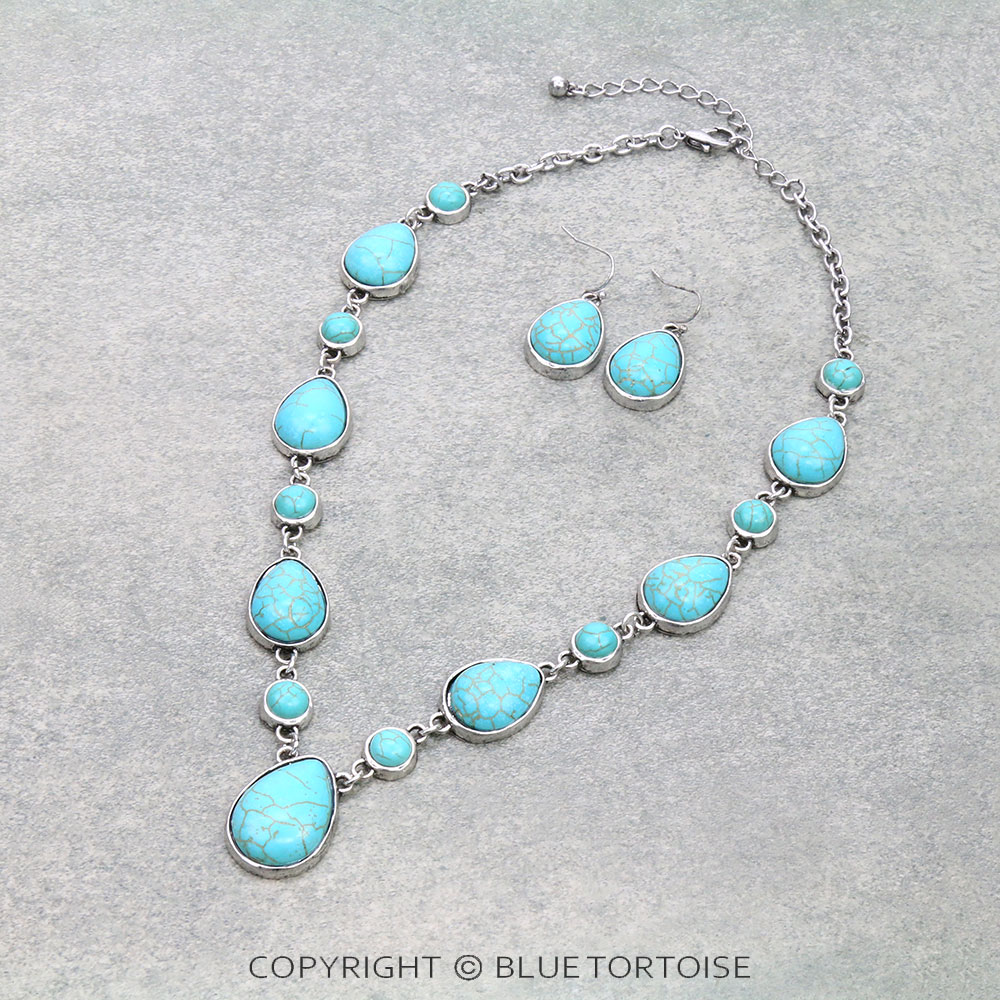 Western Design Stone Y Necklace Set