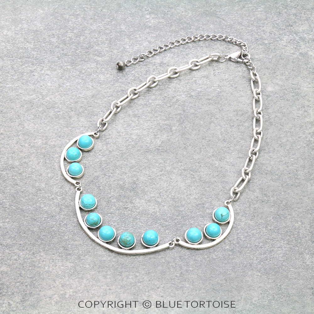 15" Long, Large Cable Chain Necklace, Natural Stone Pendant