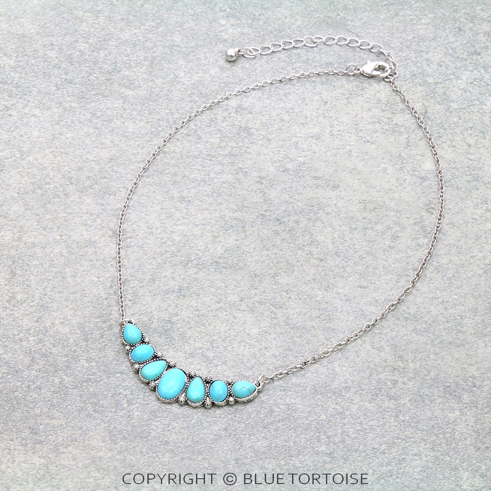 Western Semi Stone Bar Necklace