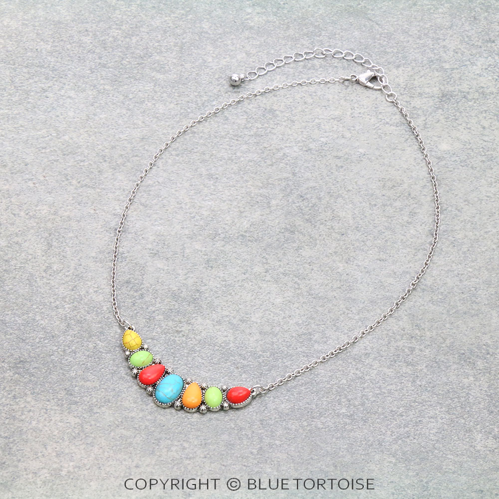 Western Semi Stone Bar Necklace