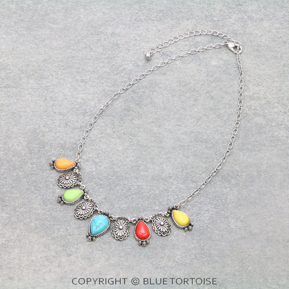 Western Concho with Semi Stone Necklace