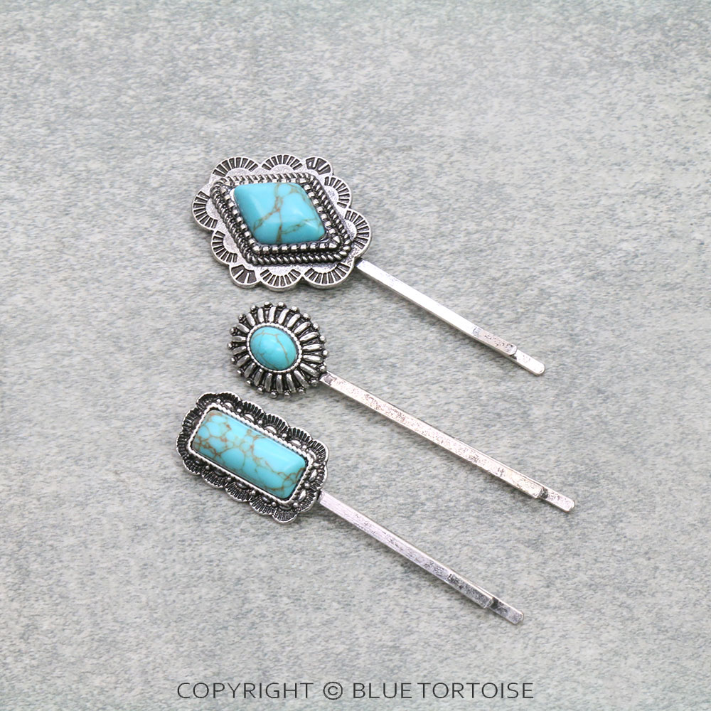 Western Style Stone Bobby Pins Set