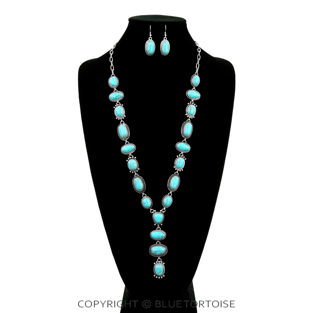 Western Design Stone Y Necklace Set - Image 2