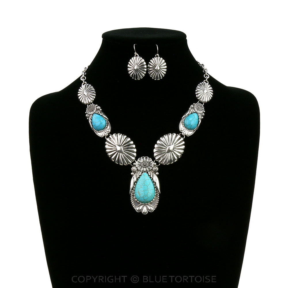 Western Concho with Stone Y Necklace Set - Image 2