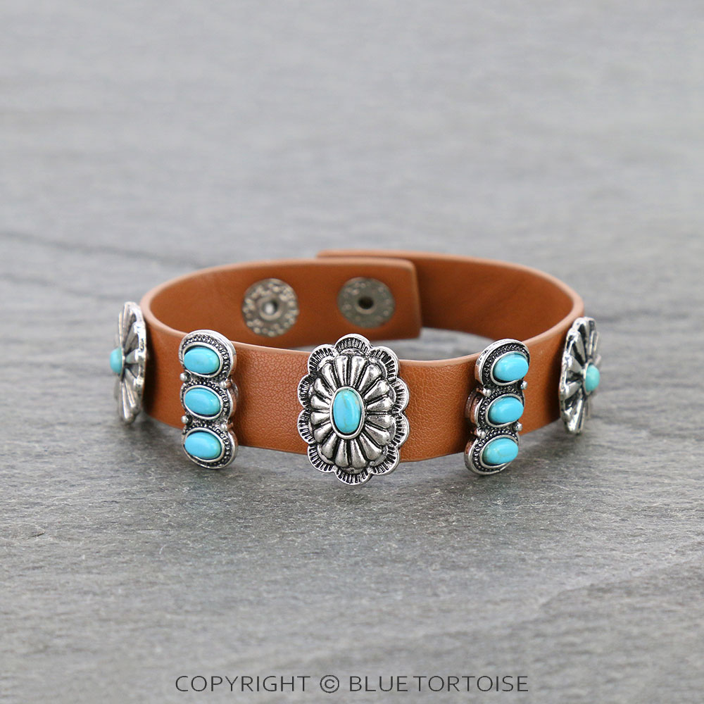 Western Design with Leather Snap On Bracelet