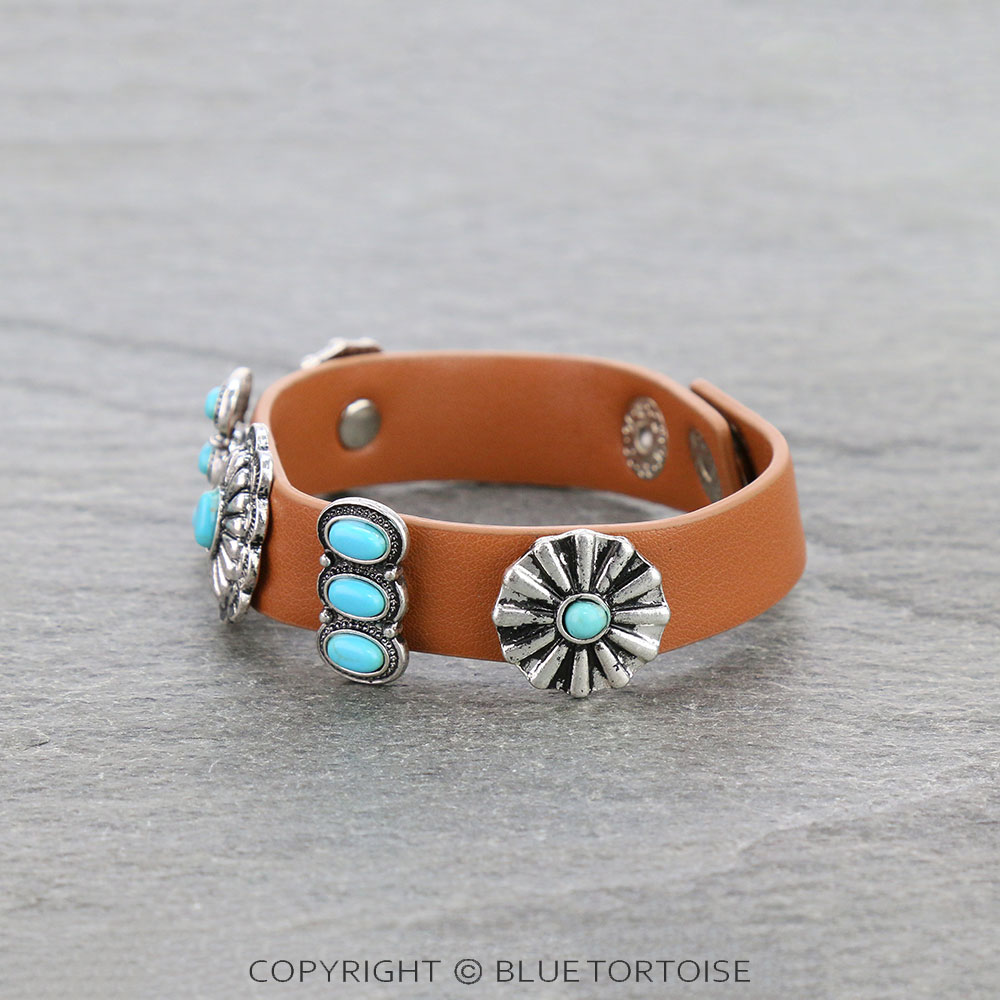Western Design with Leather Snap On Bracelet - Image 3