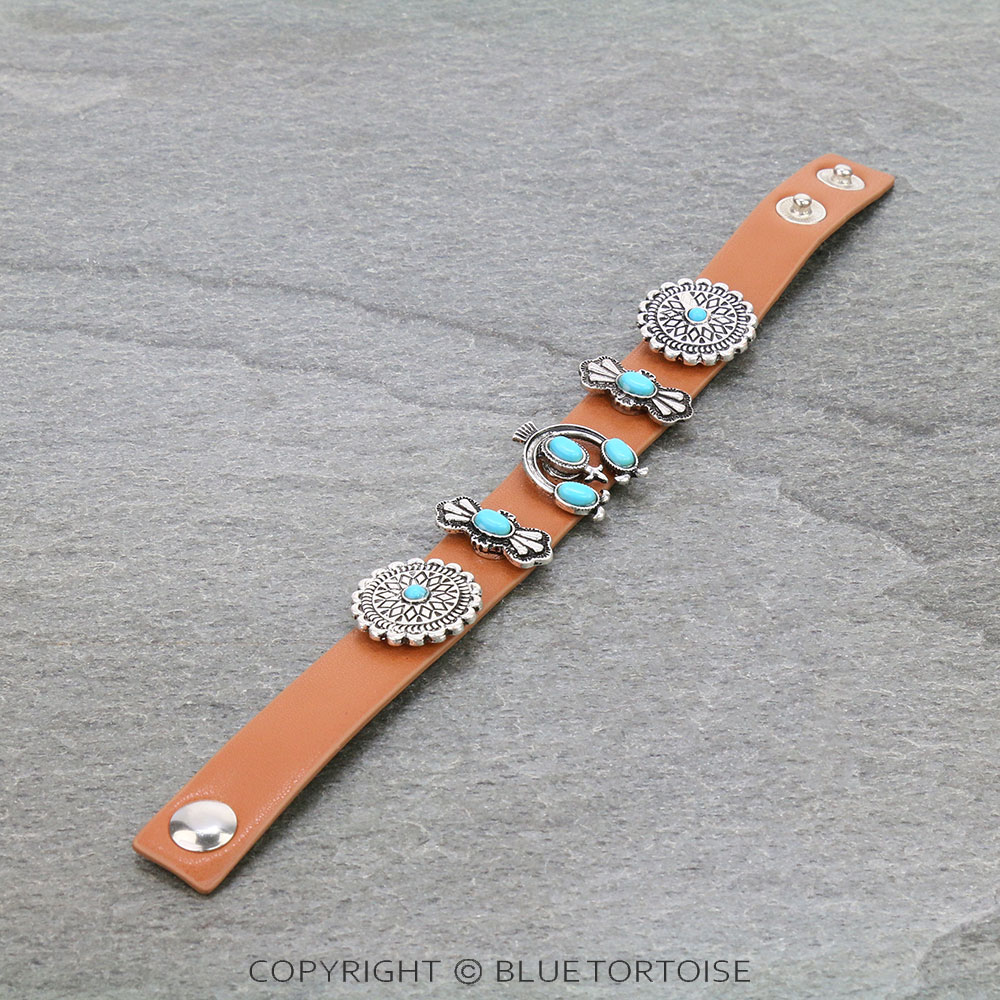 Western Design with Leather Snap On Bracelet - Image 2