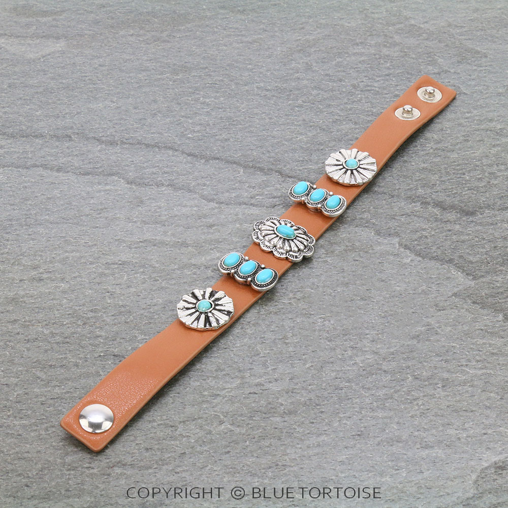 Western Design with Leather Snap On Bracelet - Image 2