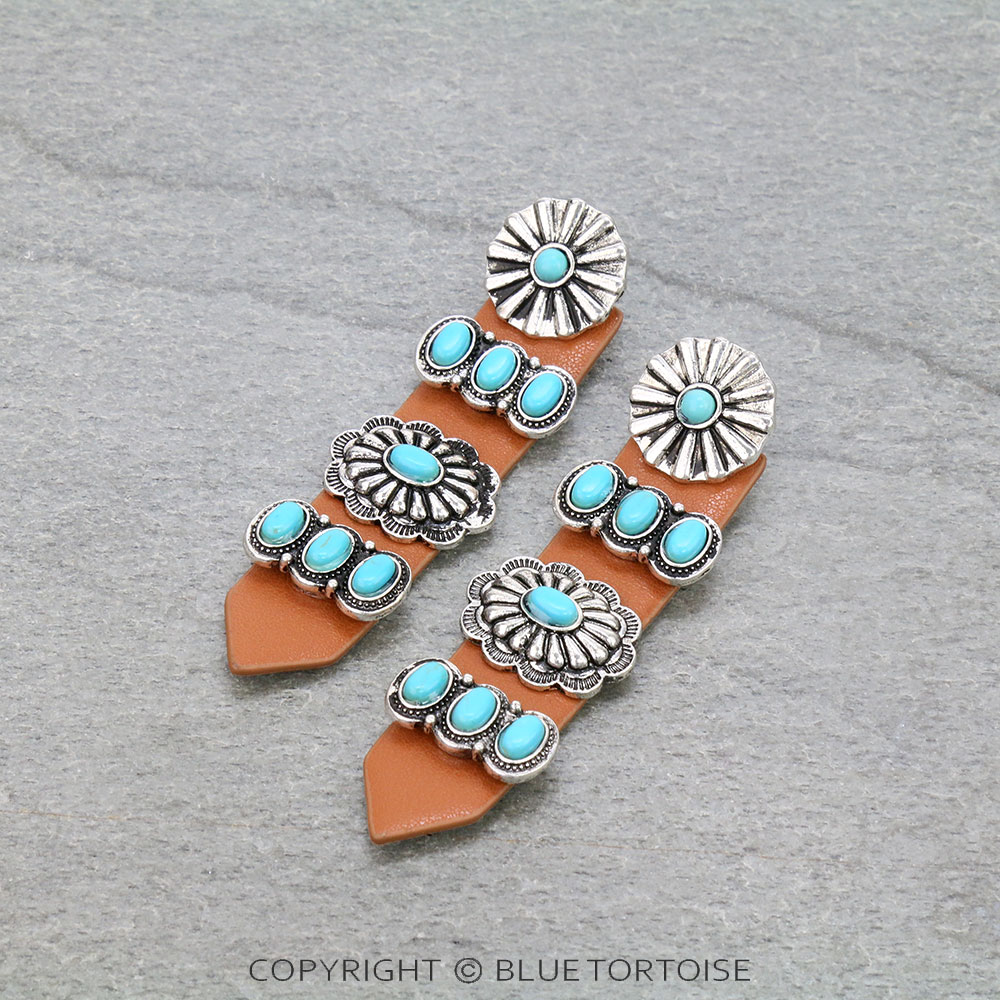 Western Design with Leather Stud Earrings