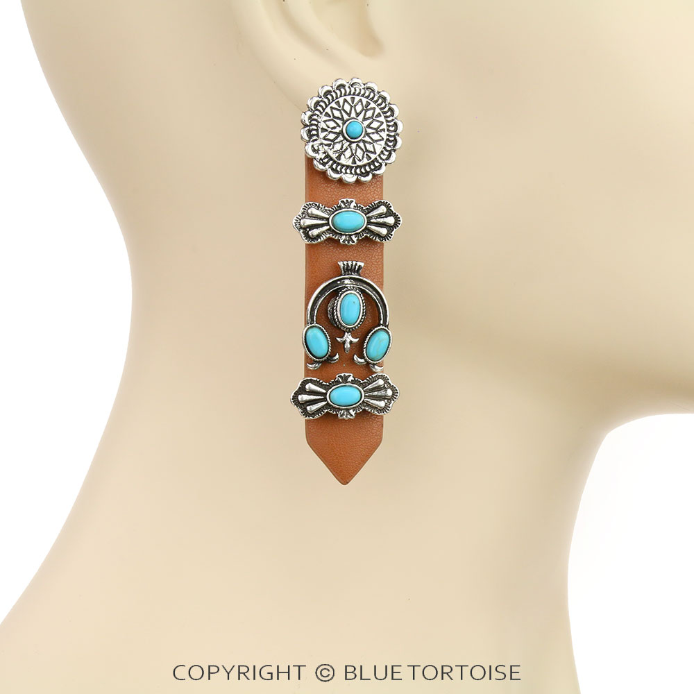 Western Design with Leather Stud Earrings - Image 2
