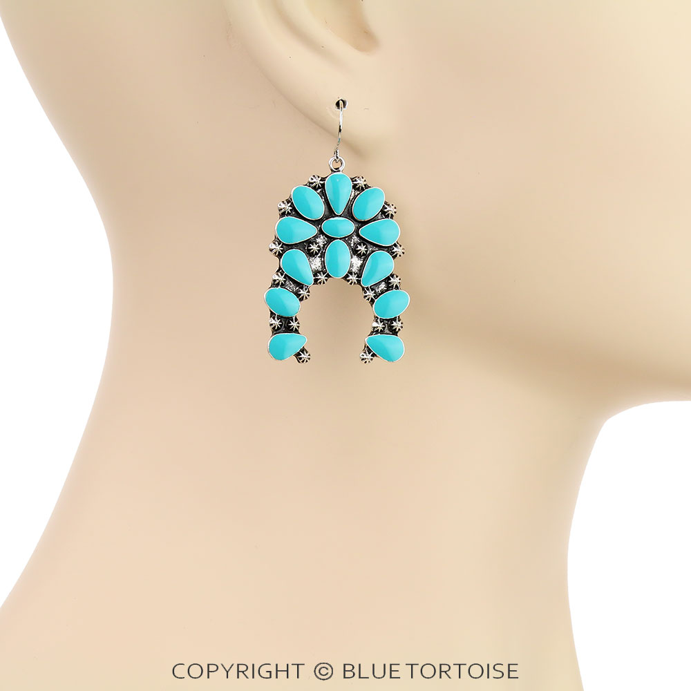 1.5" Western Epoxy Squash Blossom Dangle Earrings - Image 2