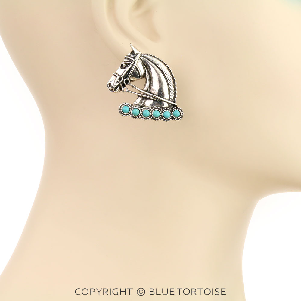 1.25" Western Horse Stud Earrings - Image 2