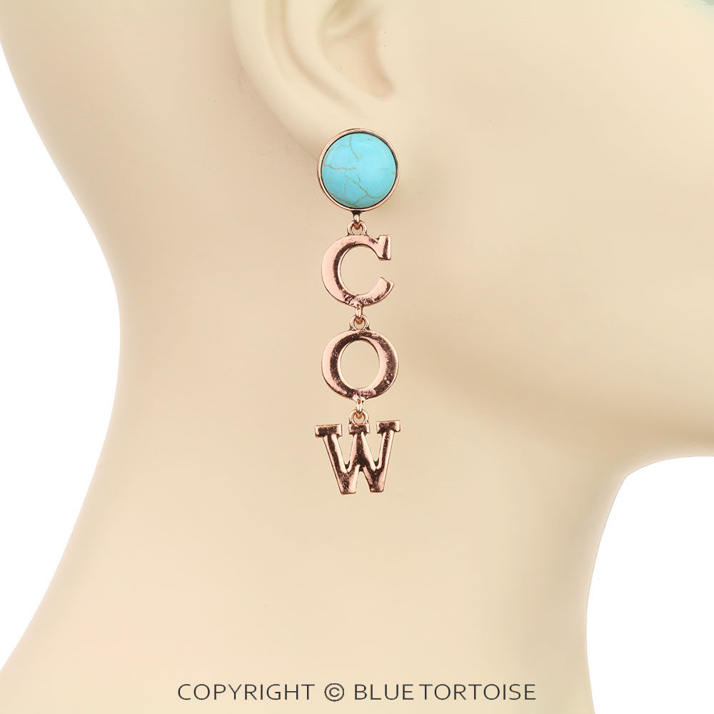 3" COWBOY Stone Stud Earrings - Image 2