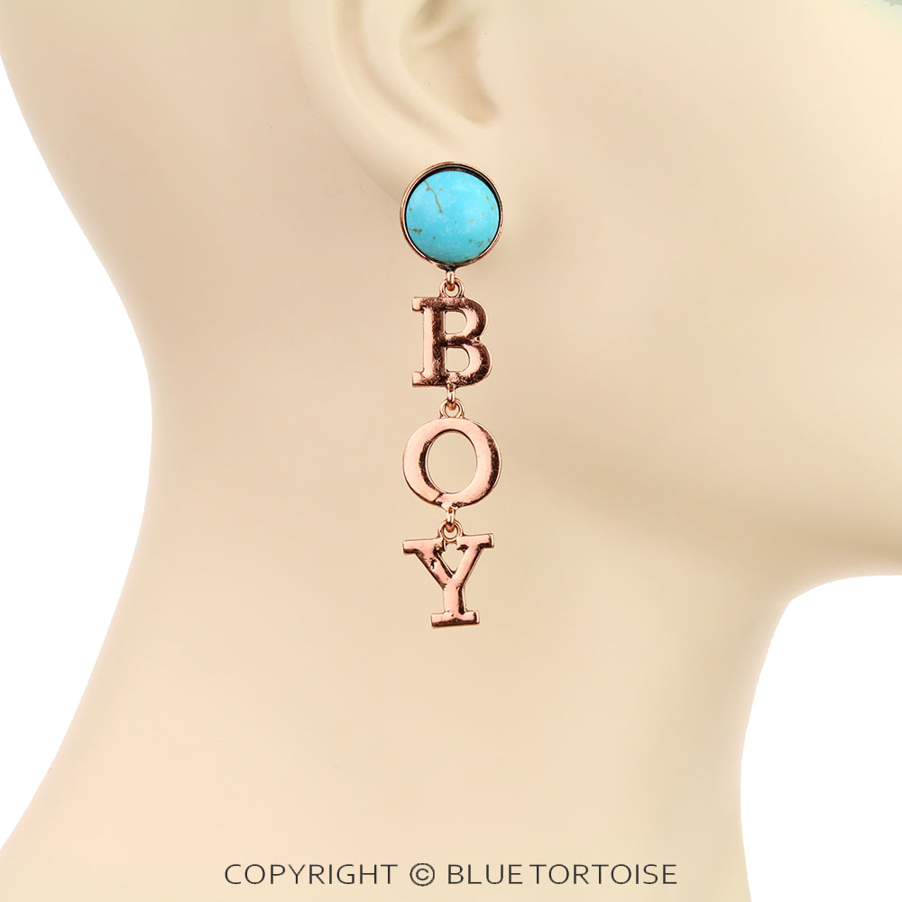 3" COWBOY Stone Stud Earrings - Image 3