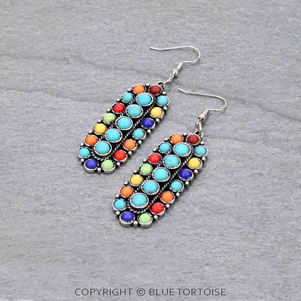 Western Design Stone Dangle Earrings