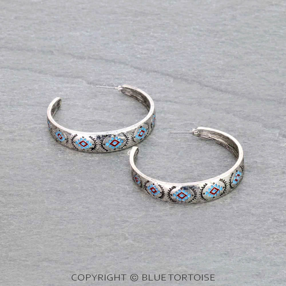 Western Aztec with Epoxy Hoop Earrings