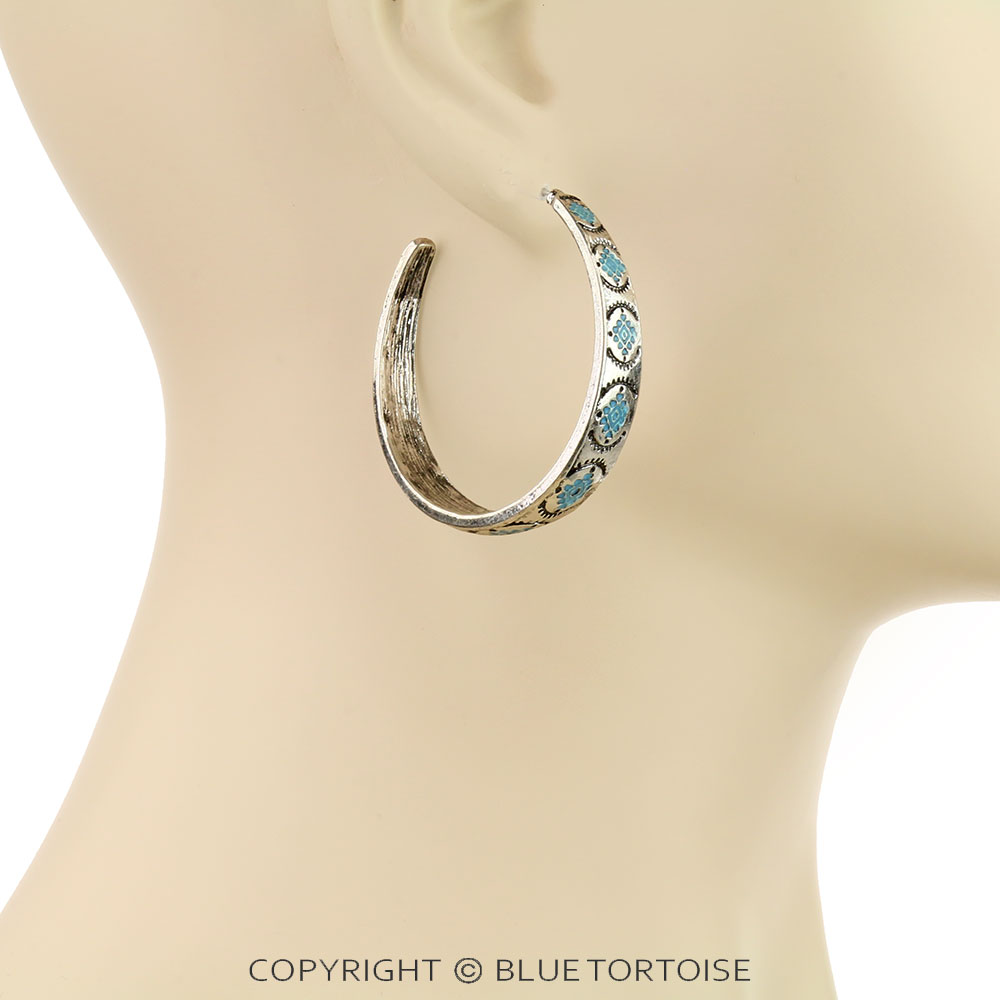 Western Aztec with Epoxy Hoop Earrings - Image 2