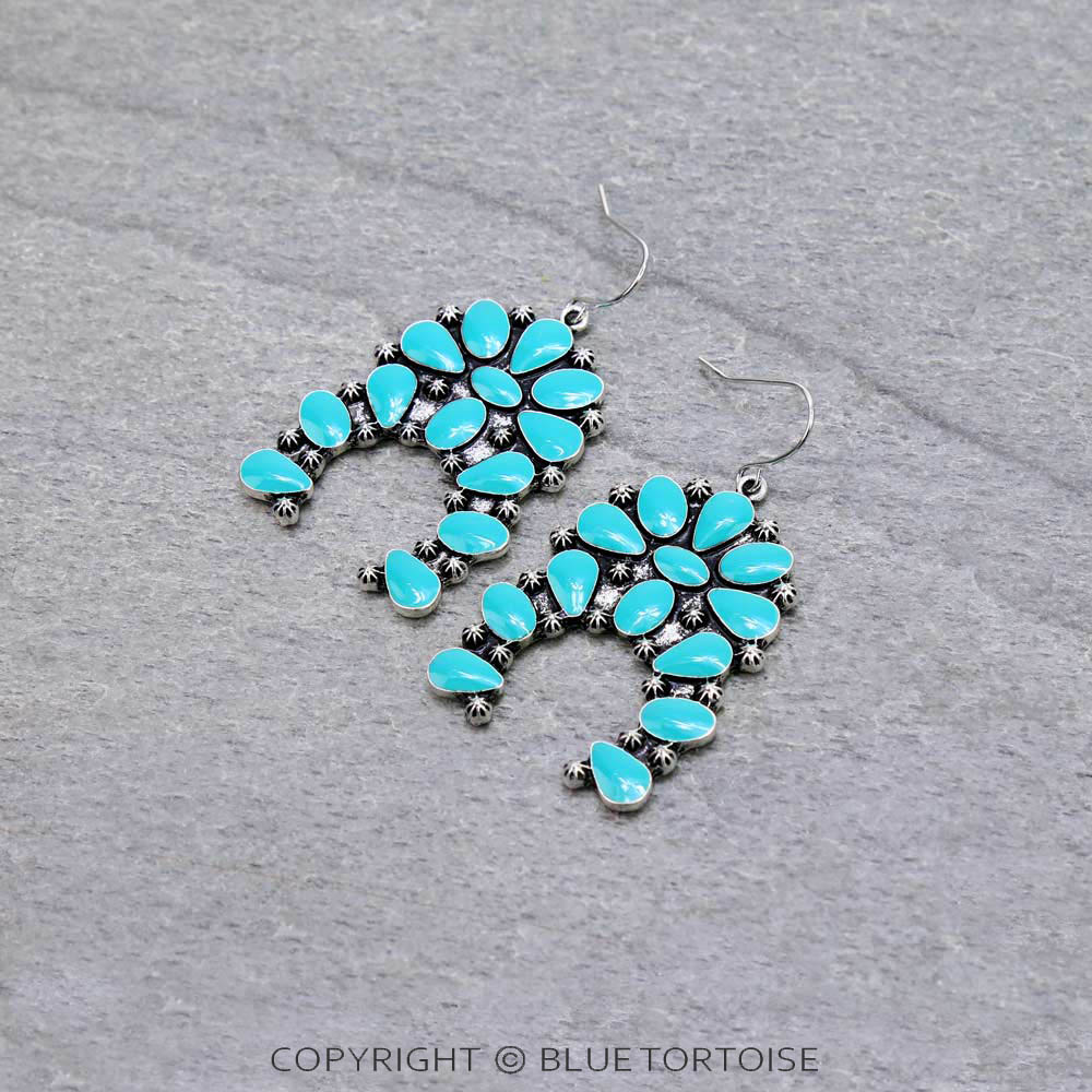 1.5" Western Epoxy Squash Blossom Dangle Earrings
