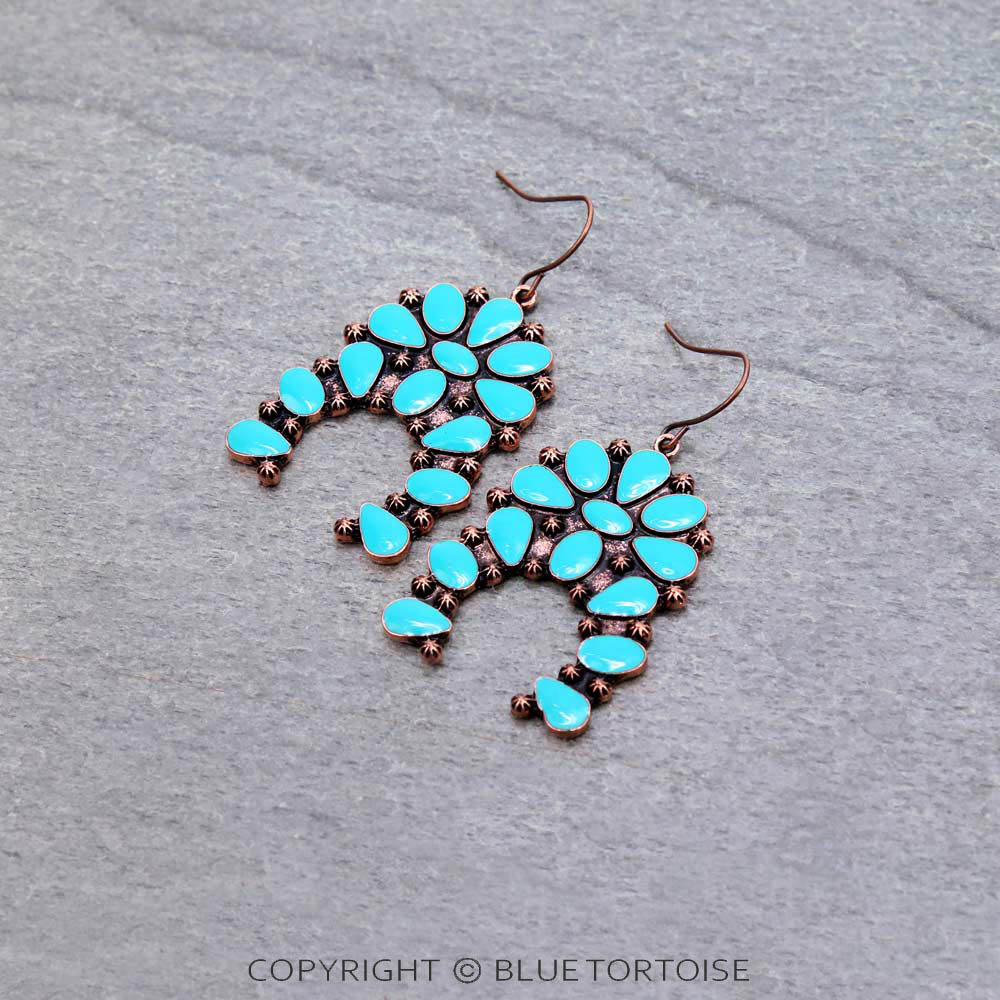 1.5" Western Epoxy Squash Blossom Dangle Earrings