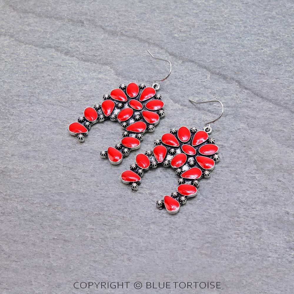 1.5" Western Epoxy Squash Blossom Dangle Earrings