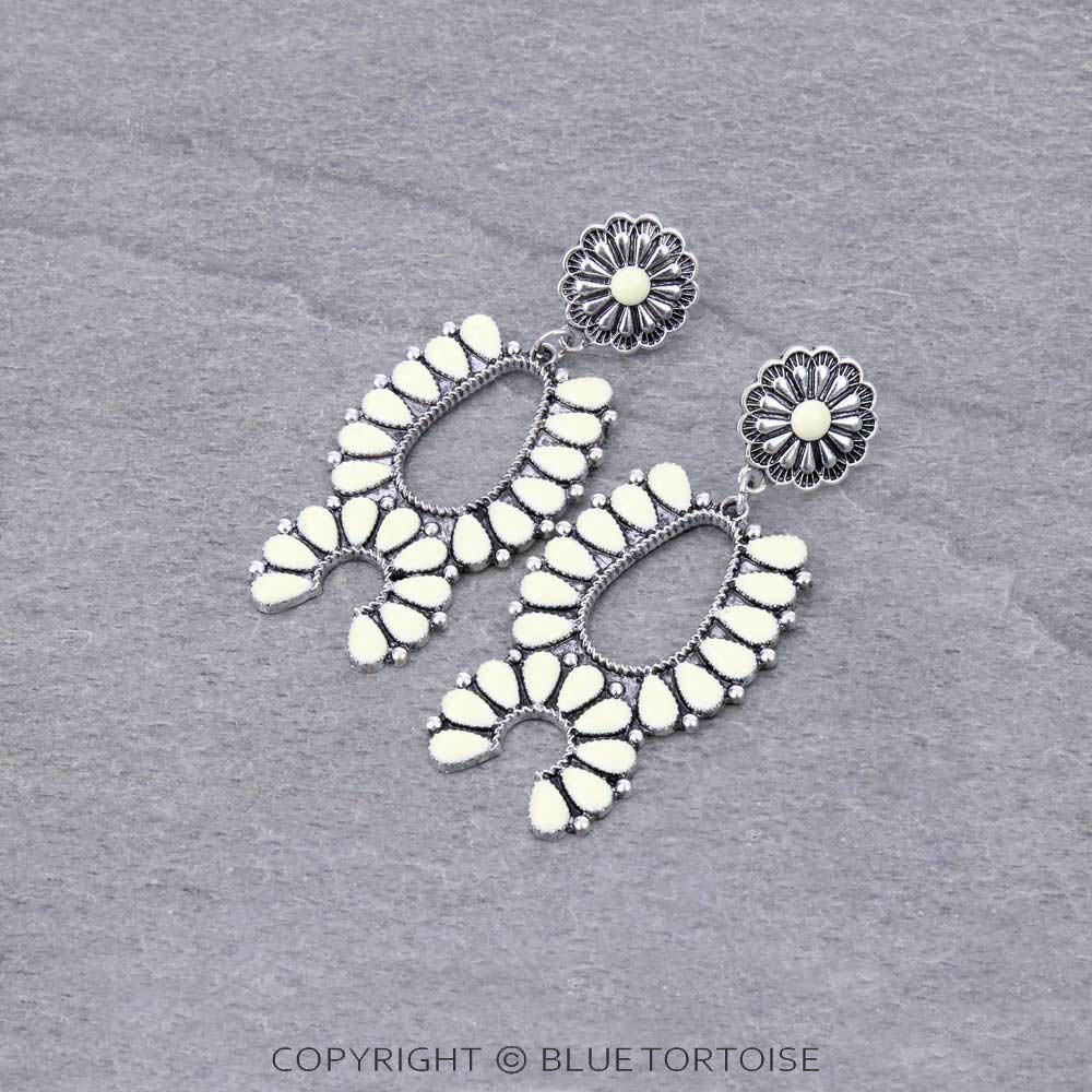 3" Western Epoxy Squash Blossom Stud Earrings