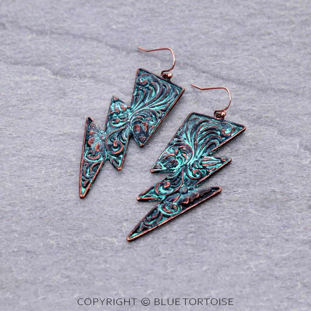 2.5" Floral Casting Lightning Dangle Earrings