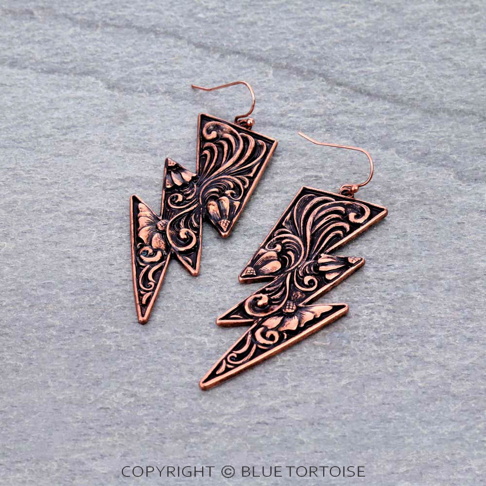 2.5" Floral Casting Lightning Dangle Earrings