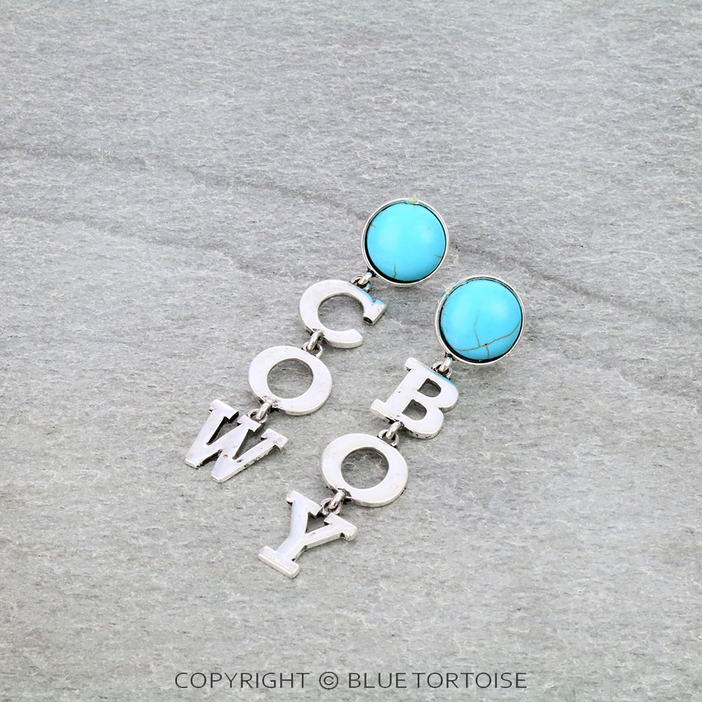 3" COWBOY Stone Stud Earrings