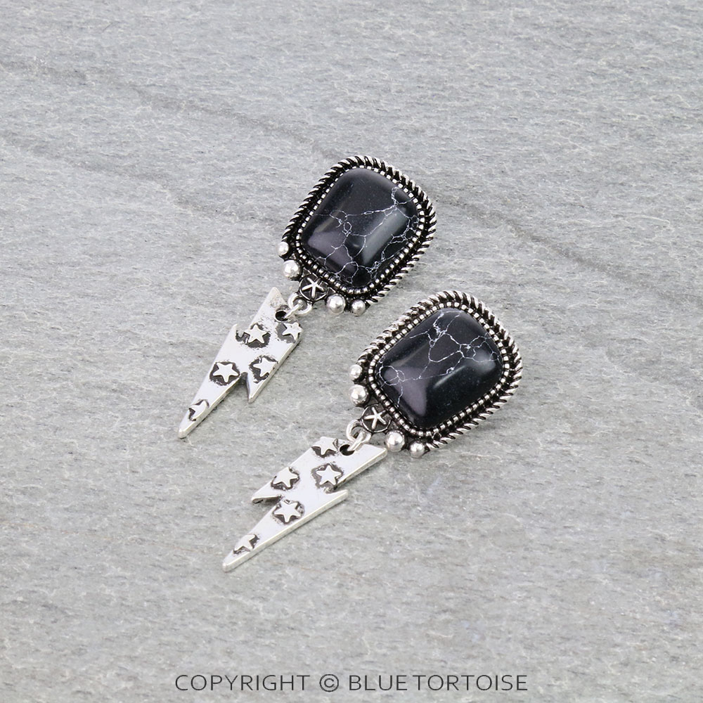 2.25" Thunder Casting with Stone Stud Earrings