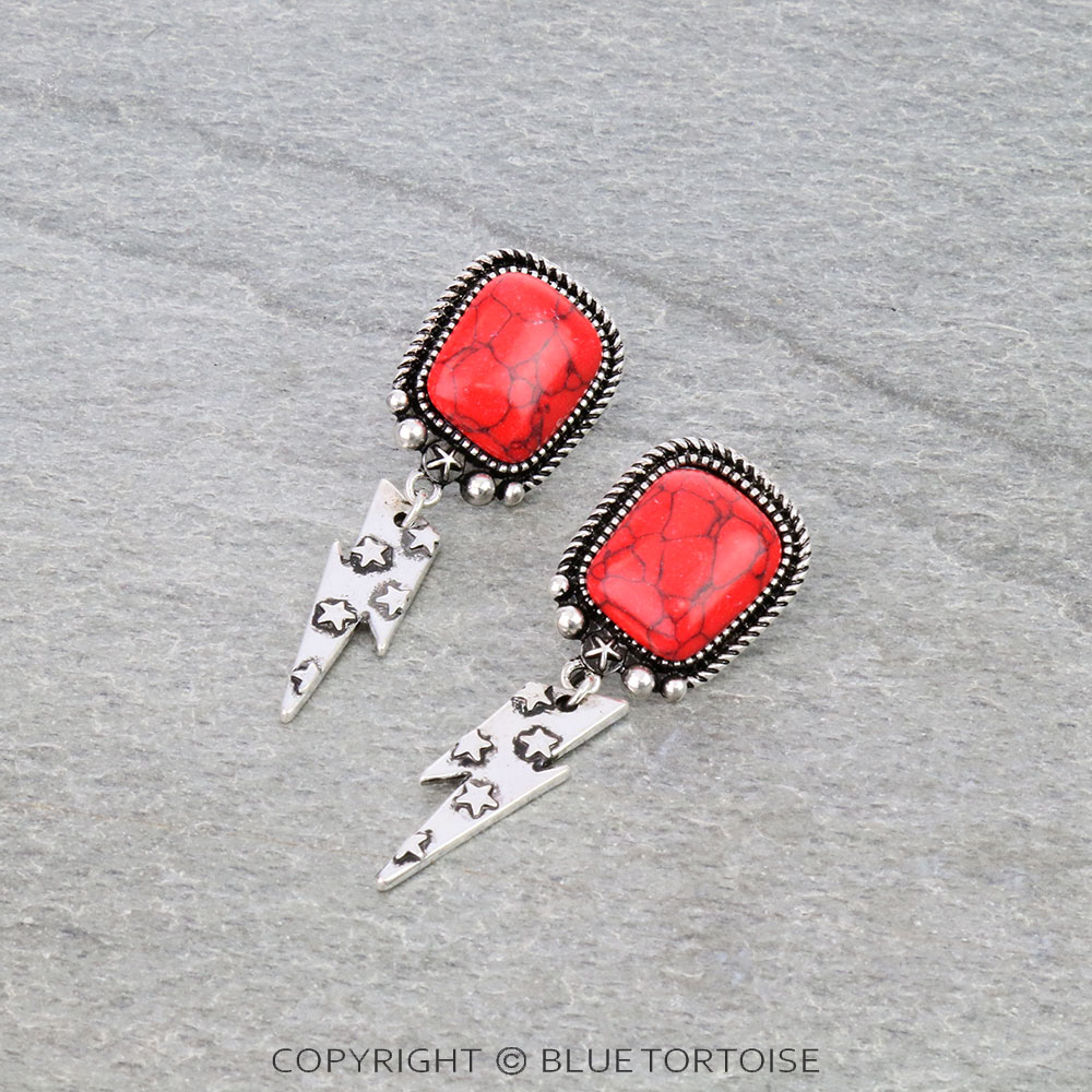 2.25" Thunder Casting with Stone Stud Earrings